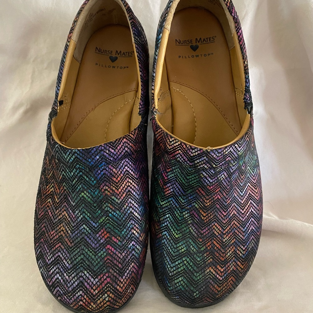 Nurse Mates Colorful Chevron Slip-On Shoes